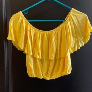 Yellow Off the Shoulder Crop Top